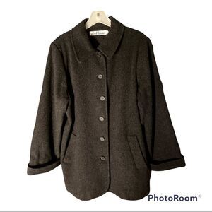 Vintage Alfred Dunner 100% Wool Charcoal Gray Car Coat